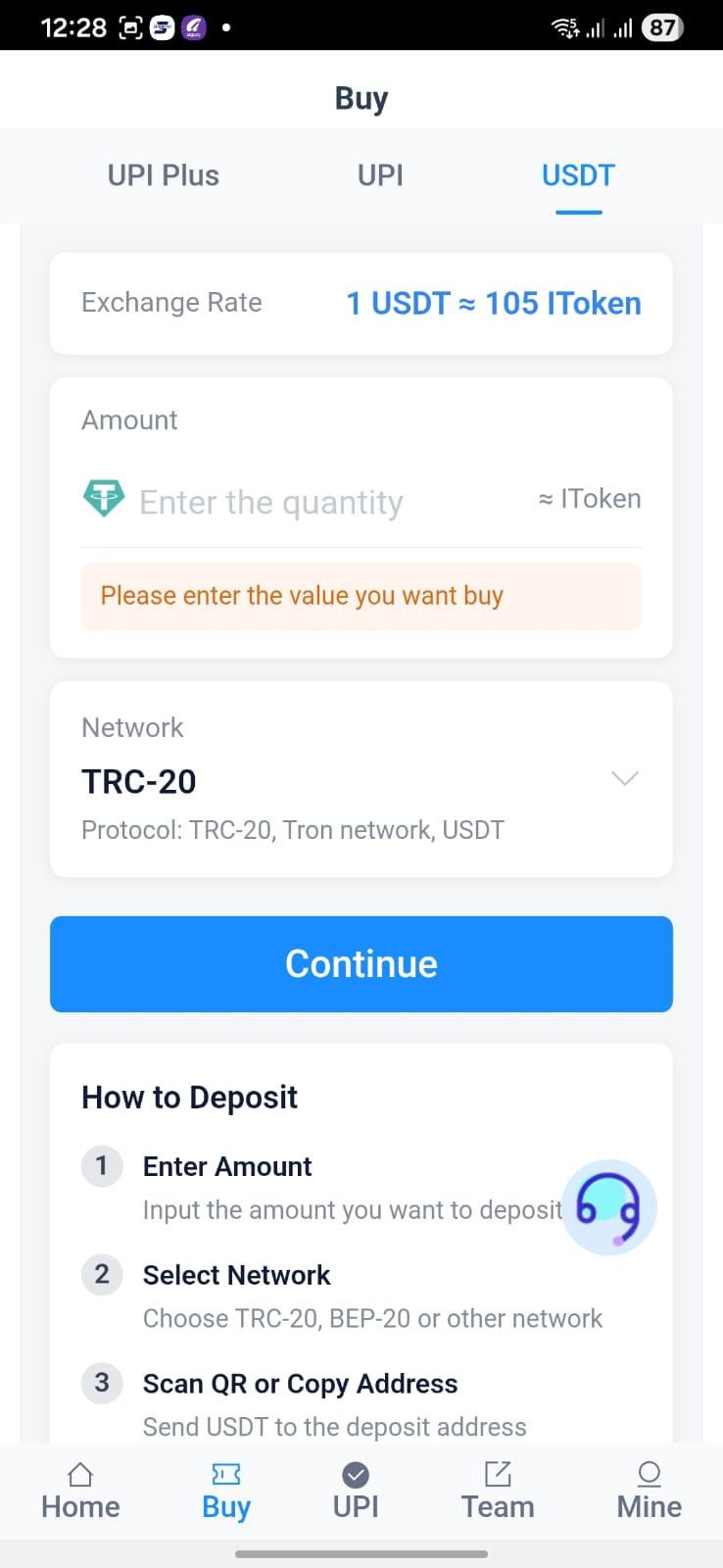 Tivra Pay USDT screen